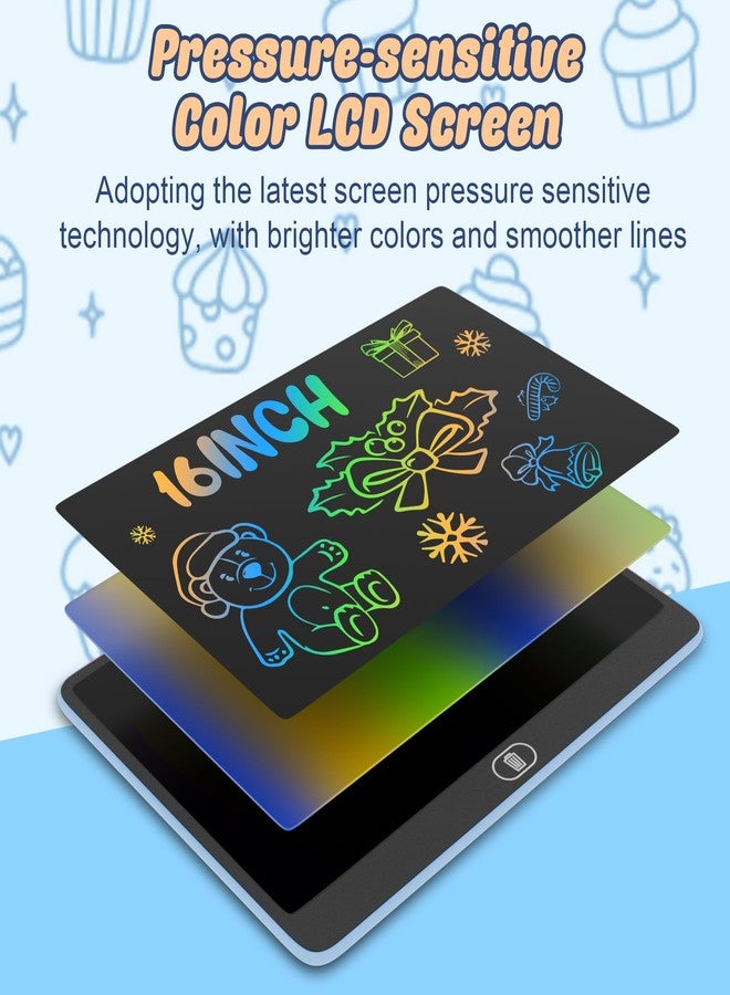Electight 16 Inch LCD Writing Tablet for Kids [Upgraded], High Brightness Colorful Doodle Board, Eye Protection Drawing Tablet, Learning Gift and Education Toy for 3-8 Years Old Boys and Girls (Blue) - Image 4